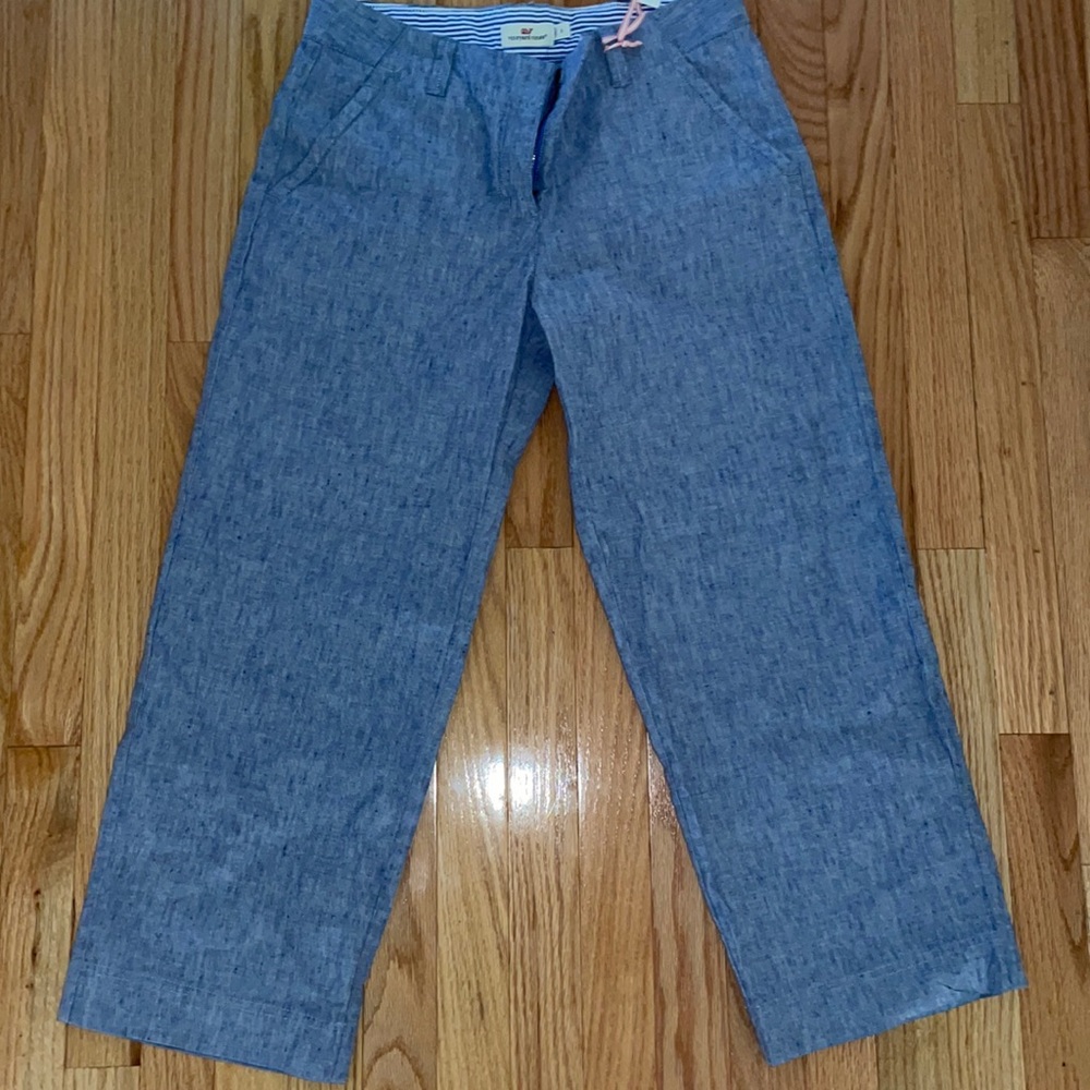 Vineyard Vines Wide-Legged, Cropped, Ocean Blue Pants.